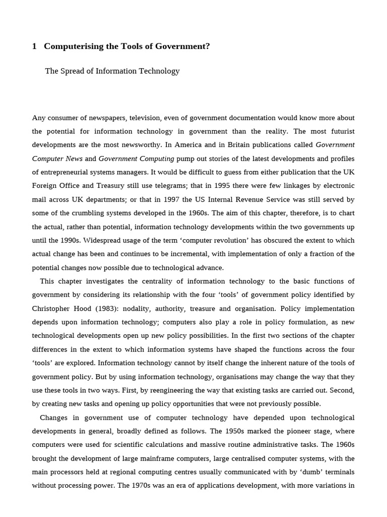 Information Technology in Government Britain and America Chap 1 | PDF ...