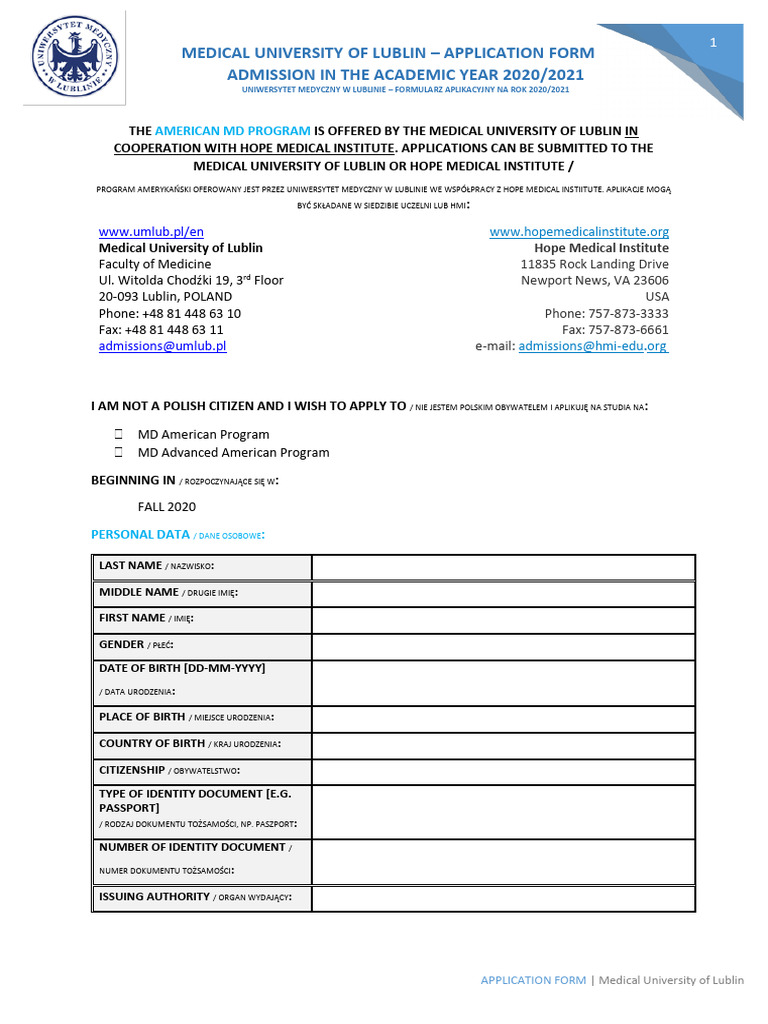 Mul Application Form for 2020-2021 | PDF