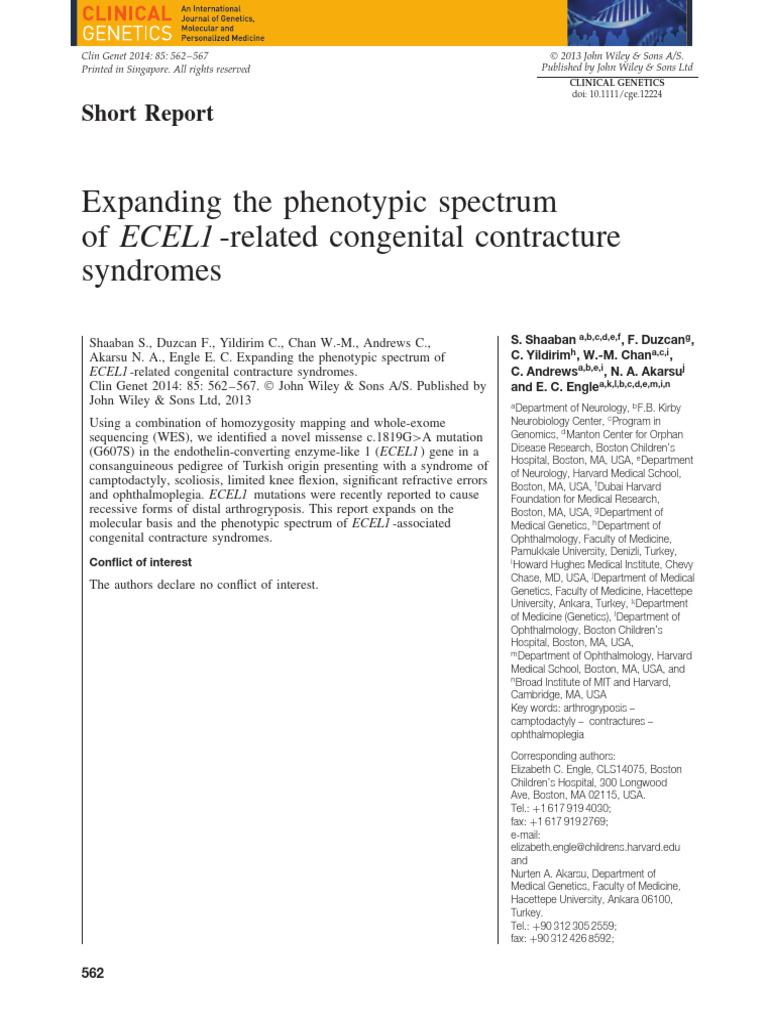 Expanding The Phenotypic Spectrum of ECEL1-Related Congenital ...