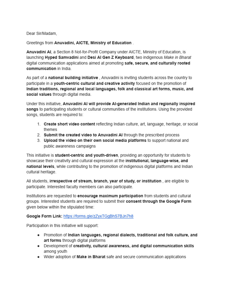 Post Videos With Anuvadini AICTE | PDF