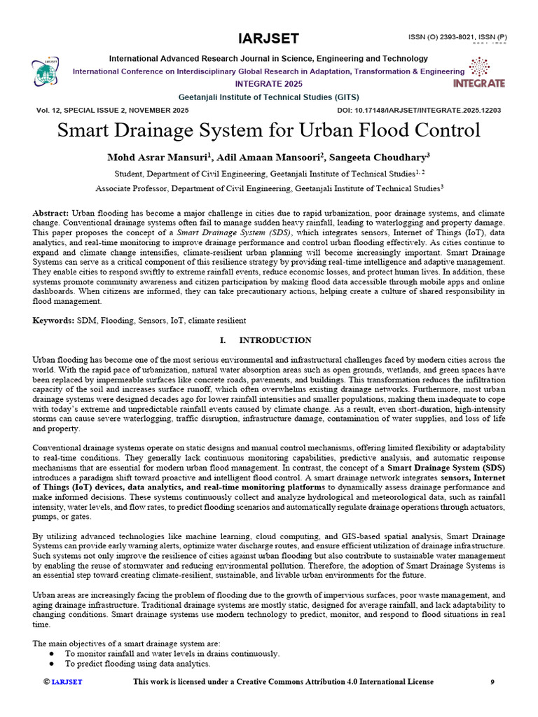 Smart Drainage System For Urban Flood Control | PDF | Internet Of ...