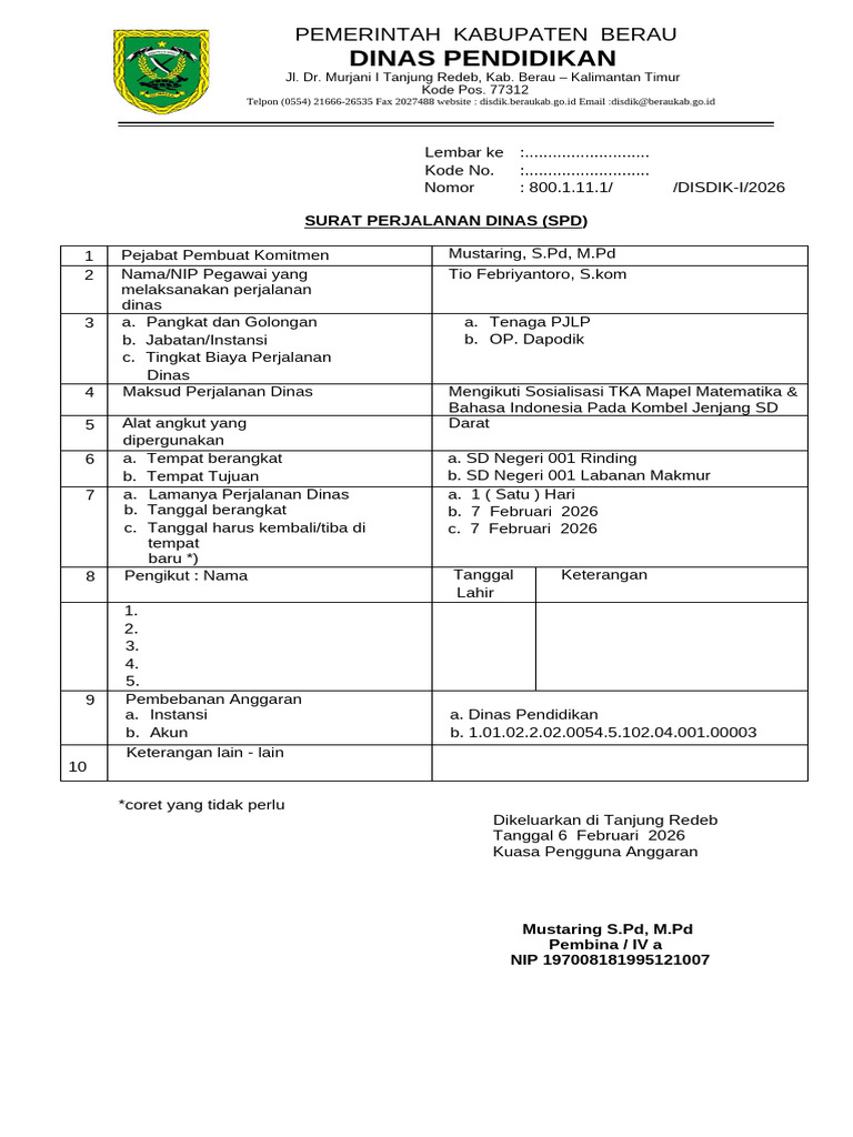 Format SPD Peserta Tka Mapel Matematika Dan Bhs - Indonesia | PDF