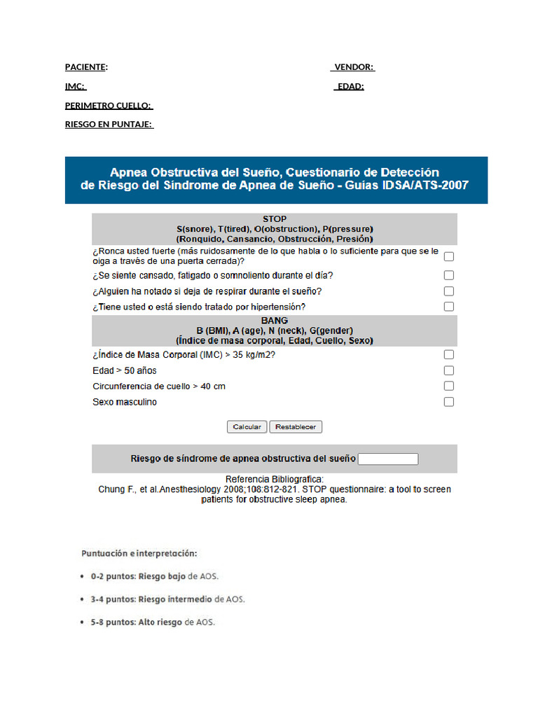 Stop Bang - Formato .Word | PDF