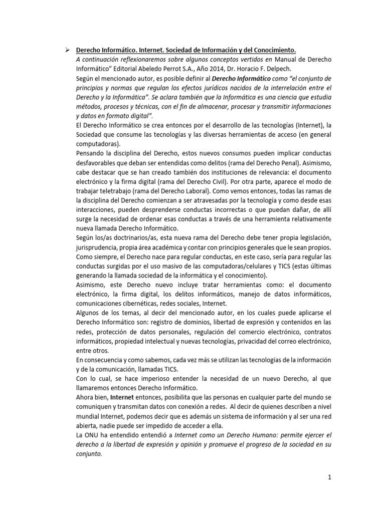 Apunte Derecho en Informatica Clase Dos | PDF | Informática | Internet