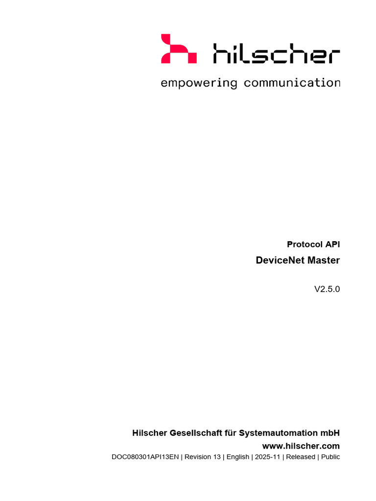 DeviceNet Master Protocol API 13 En | PDF | Input/Output | Computer Network