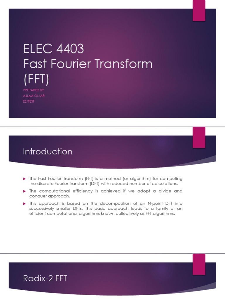 Lecture 4 FFT | PDF | Fast Fourier Transform | Discrete Fourier Transform