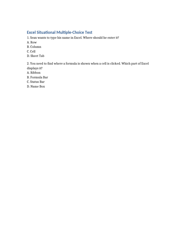 Excel Test | PDF