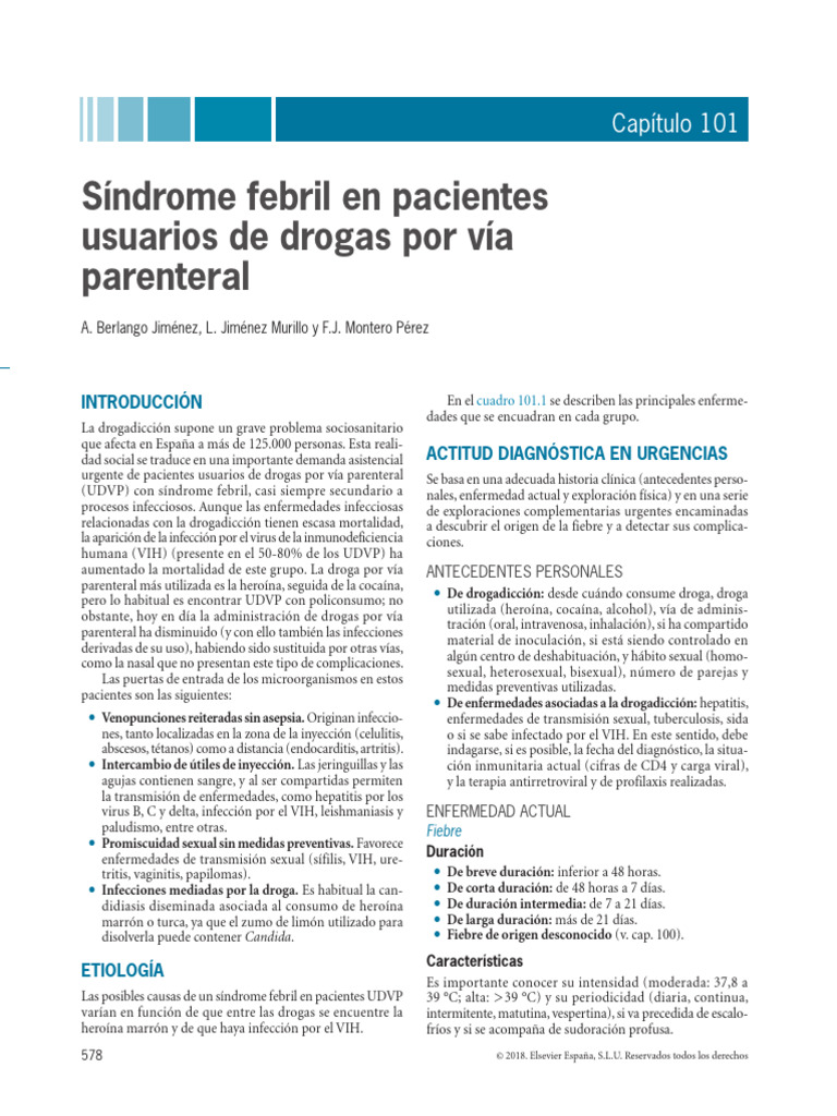 Cap 101 Síndrome Febril en Pacientes Usuarios de Drogas Por Vía ...