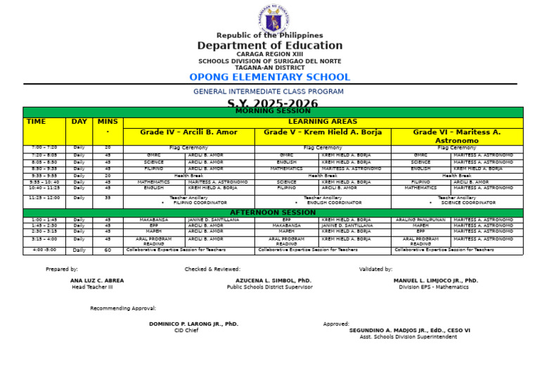 General Intermediate Class Program | PDF | Philippines | Southeast Asia