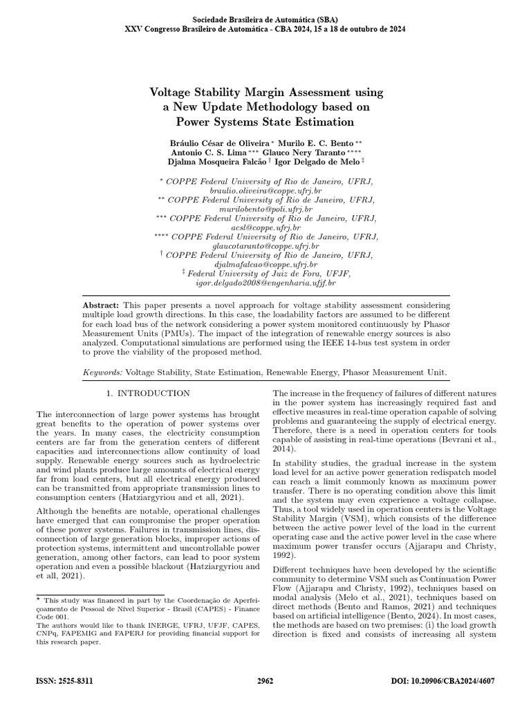 Voltage Stability Margin Assessment | PDF | Electric Power | Electricity