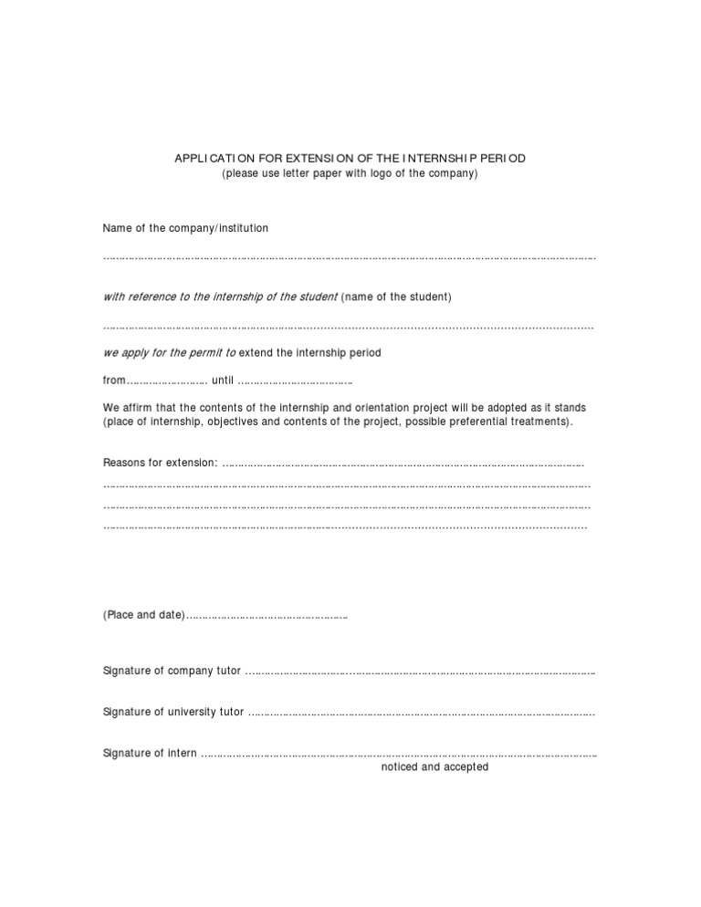 Internship Extension Request Template | PDF