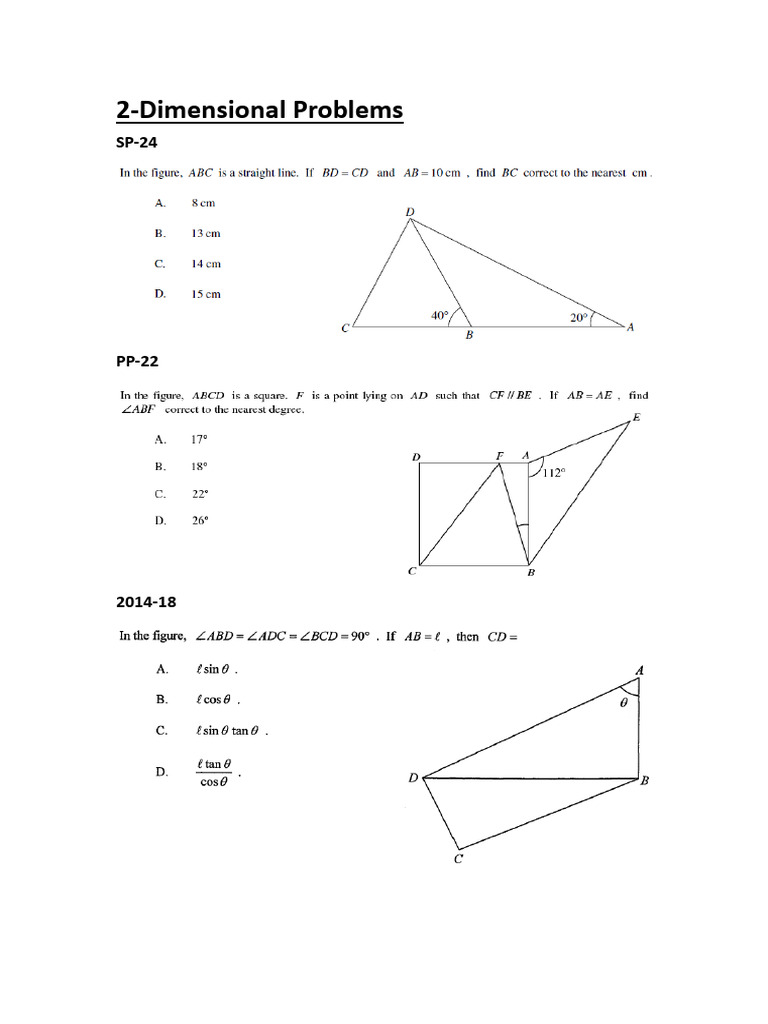 2 Dimensional Problems | PDF