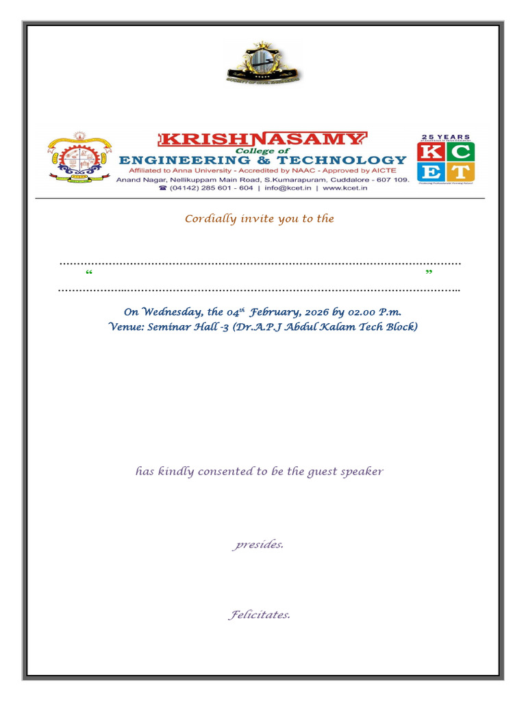INVITATION (Alumni Interaction) (2) 2026 Senthil | PDF