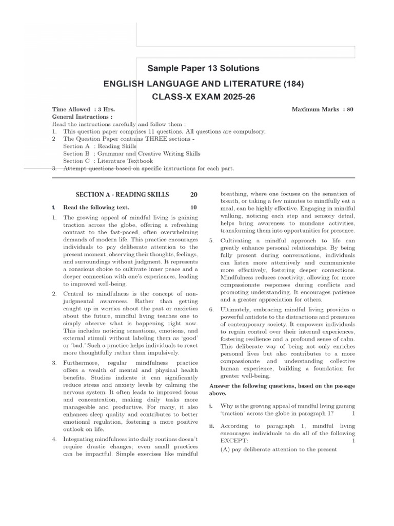Sample Paper 13 | PDF