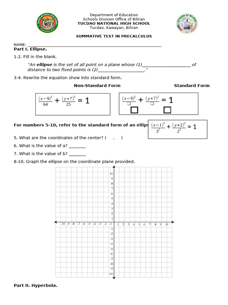 Summative Test in PreCalculus 1.2 | PDF | Geometric Shapes | Elementary ...