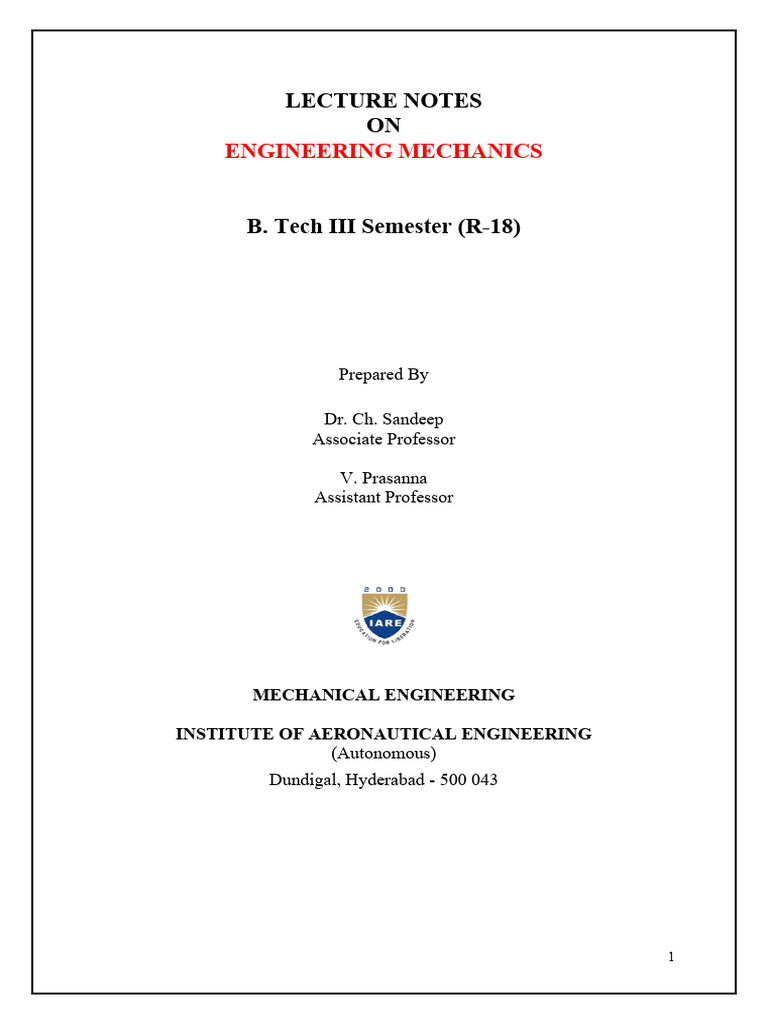 Em (Me) Lecture Notes r18!08!08 2019final Compressed | PDF | Friction ...