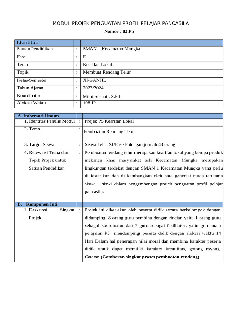 Modul Projek Penguatan Profil Pelajar Pancasila-Pase F | PDF