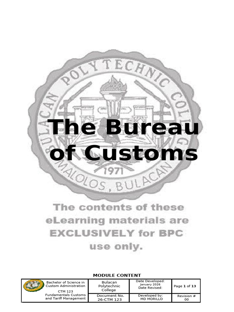 BSCA CTM 123 Information Sheet 2 The Bureau of Customs | PDF | Customs ...