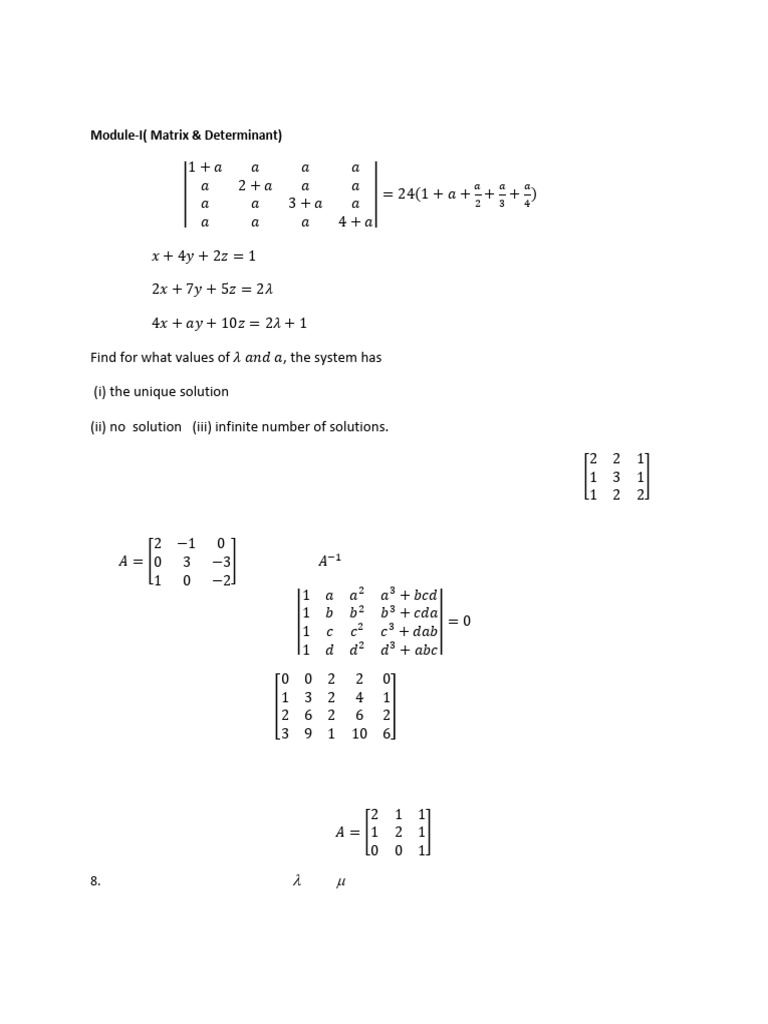 Practice Set - BSM-101 | PDF | Eigenvalues And Eigenvectors | Matrix ...