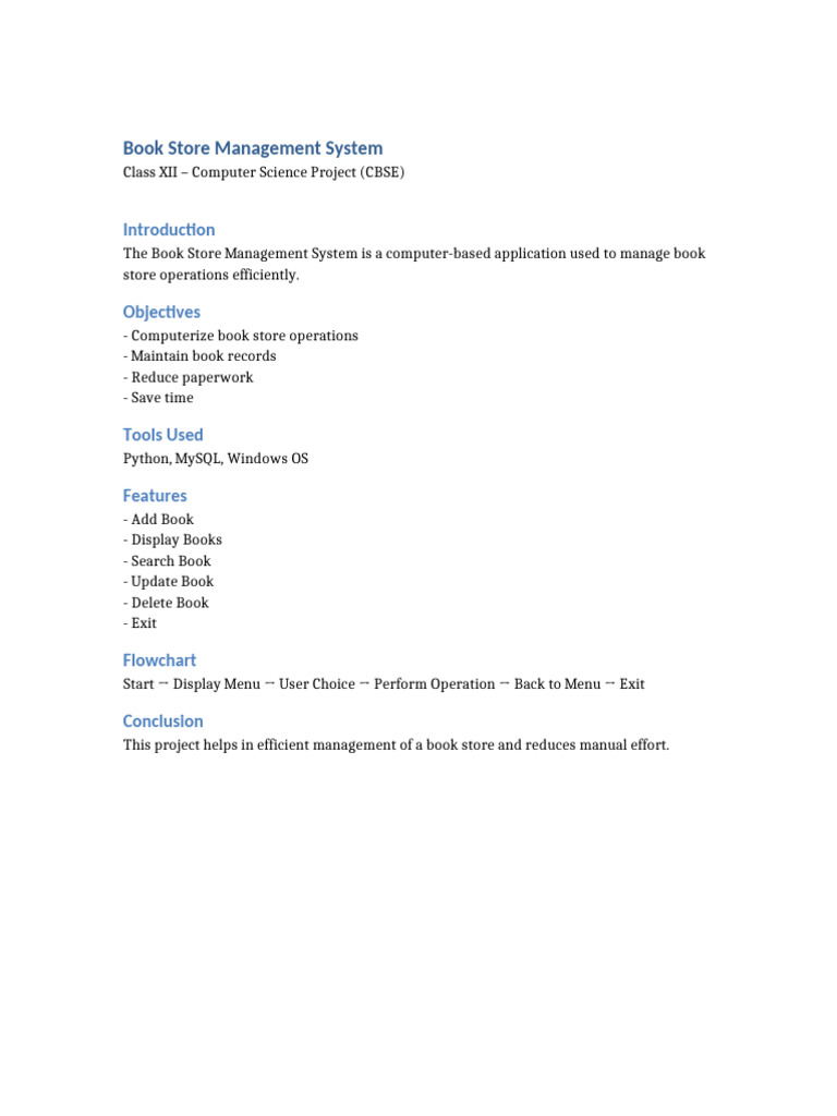 Book Store Management System CBSE-1 | PDF