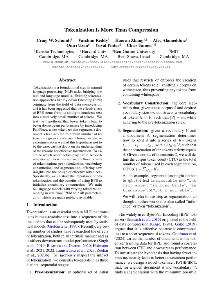 Tokenization is More Than Compression | PDF | Image Segmentation