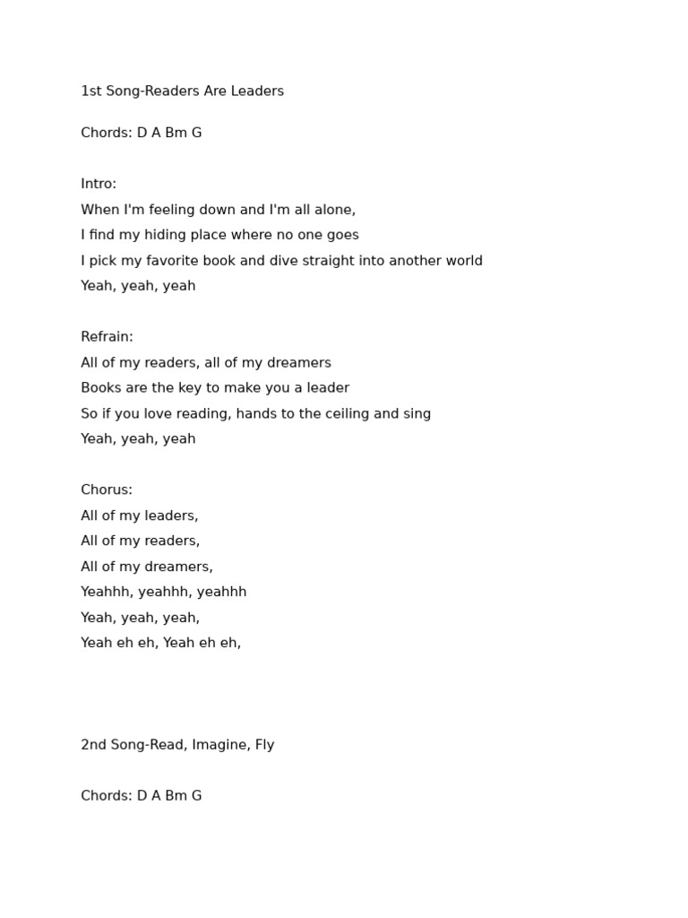 01 Song Performance Reading | PDF