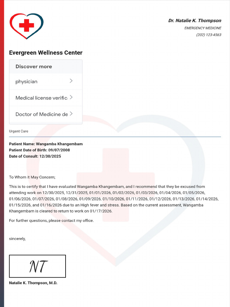 Doctor Note With Signature | PDF