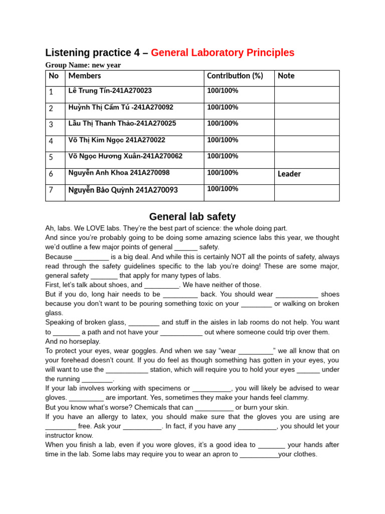 Listening Practice - General Laboratory Principles | PDF | Laboratories