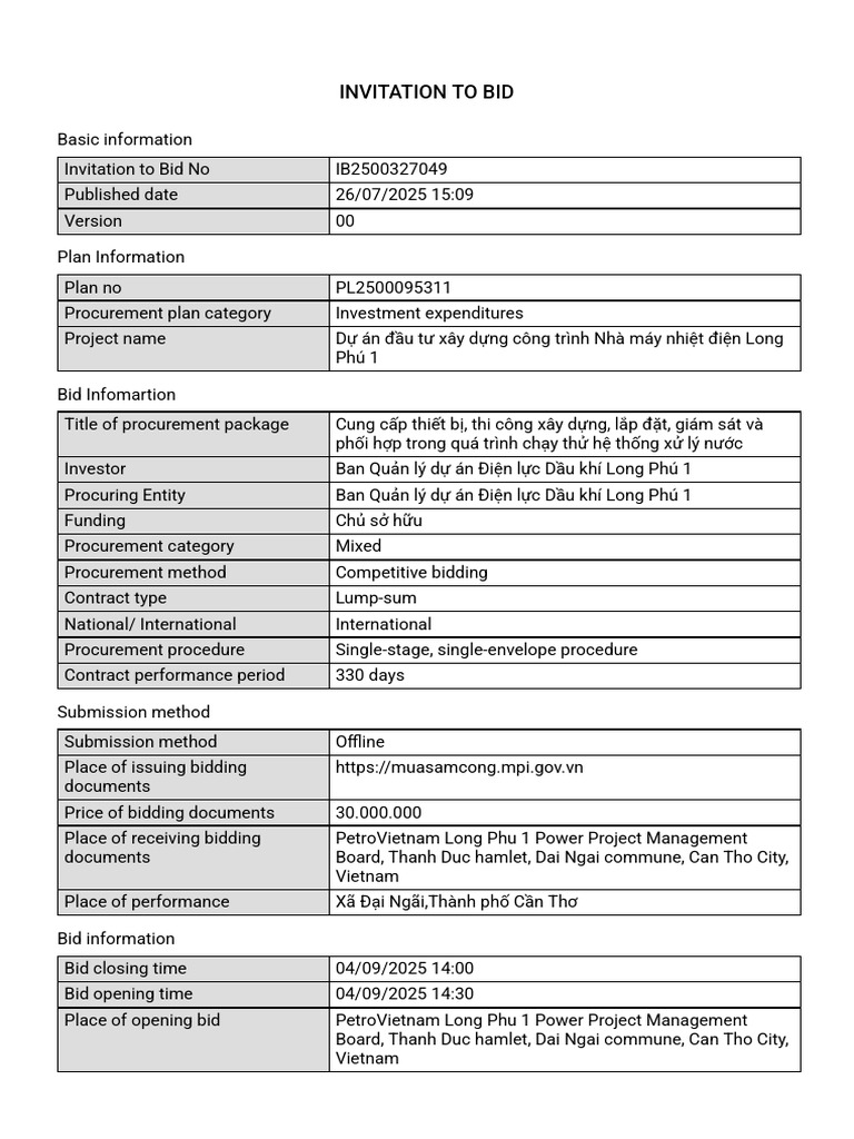 Invitation To Bid | PDF