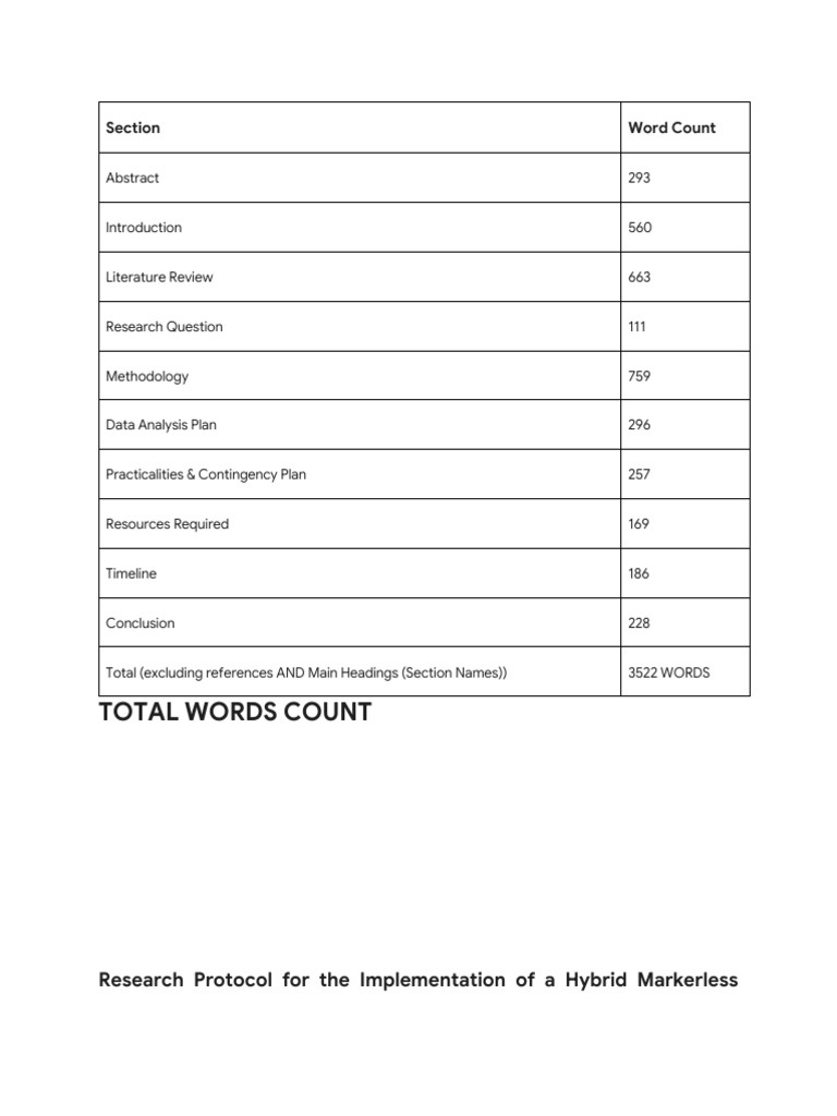 Hybrid Markerless MoCap Research Protocol | PDF