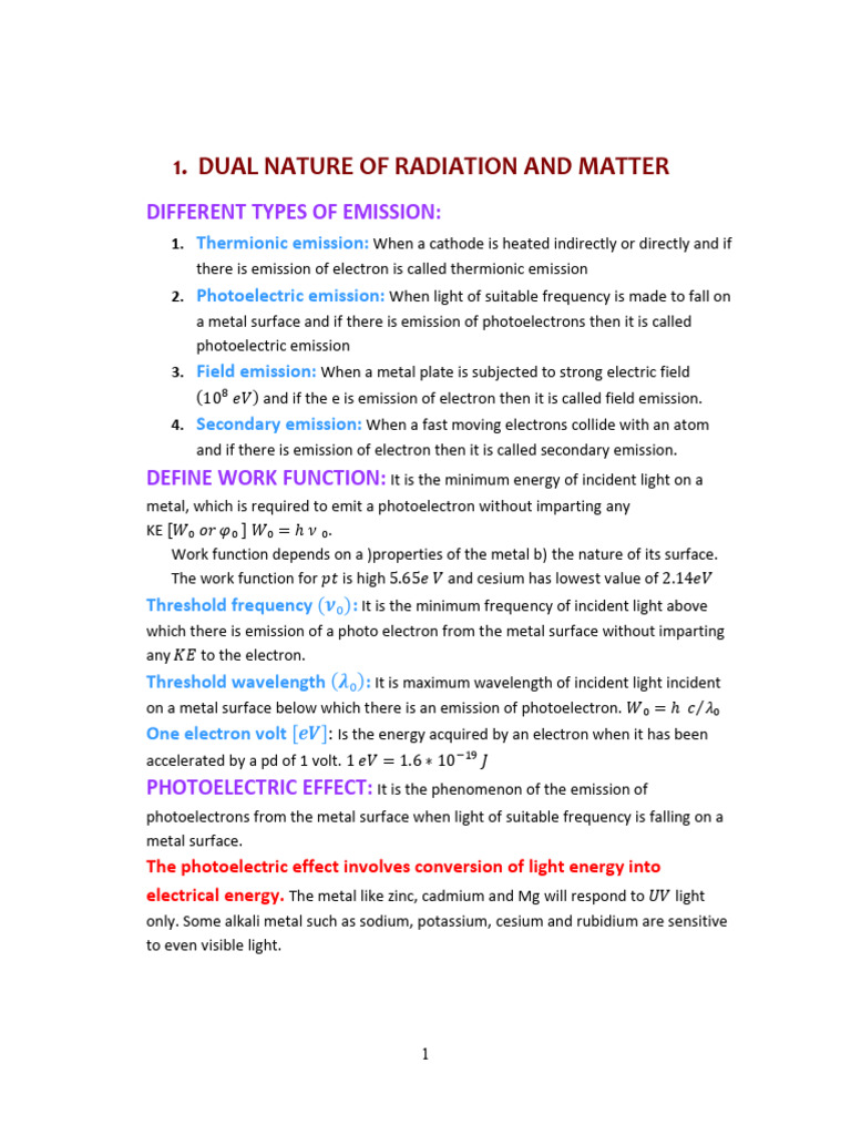 Dual Nature of Radiation and Matter New | PDF | Photoelectric Effect ...