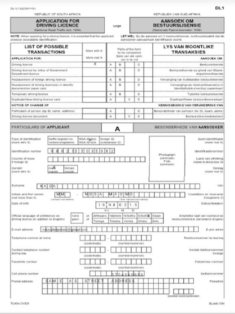 Mosa's Application Form | PDF