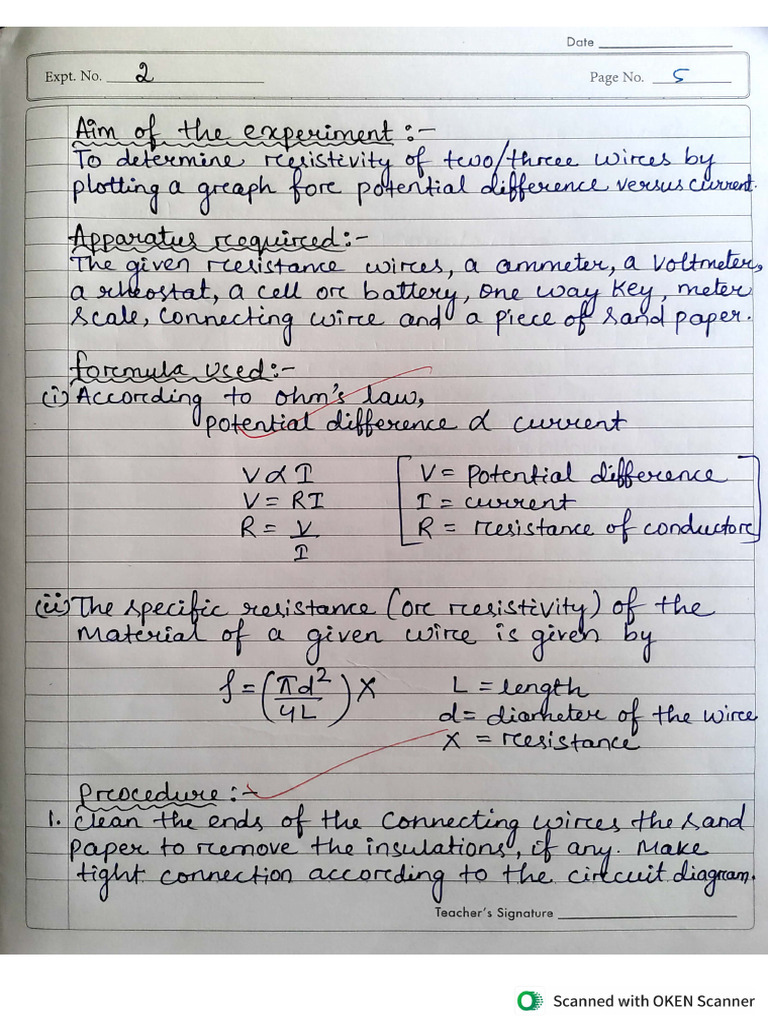 CLASS 12 Physics Experiment 02 | PDF