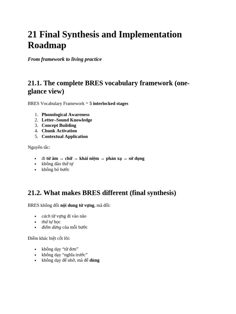 21 Final Synthesis and Implementation Roadmap | PDF