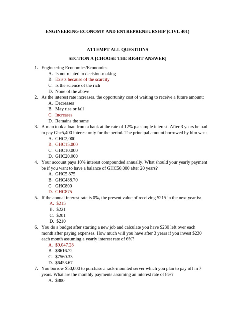 Engineering Economy and Entrepreneurship-1 | PDF | Interest | Present Value