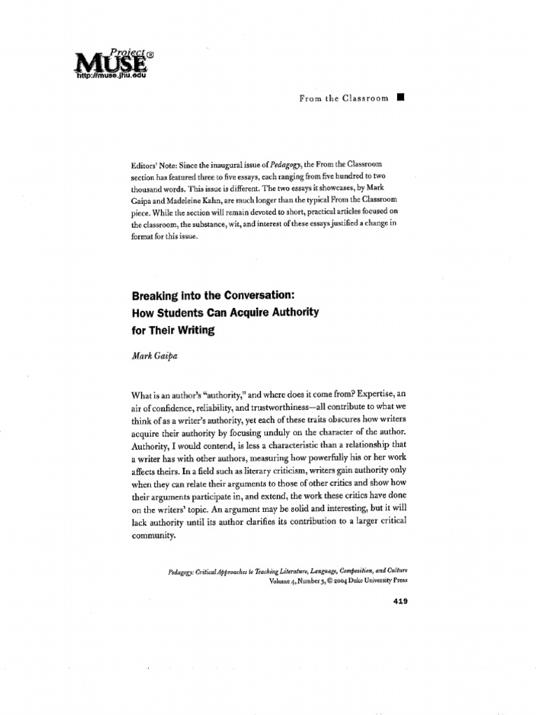 Gaipa - Breaking Into The Conversation How Students Can Acquire ...