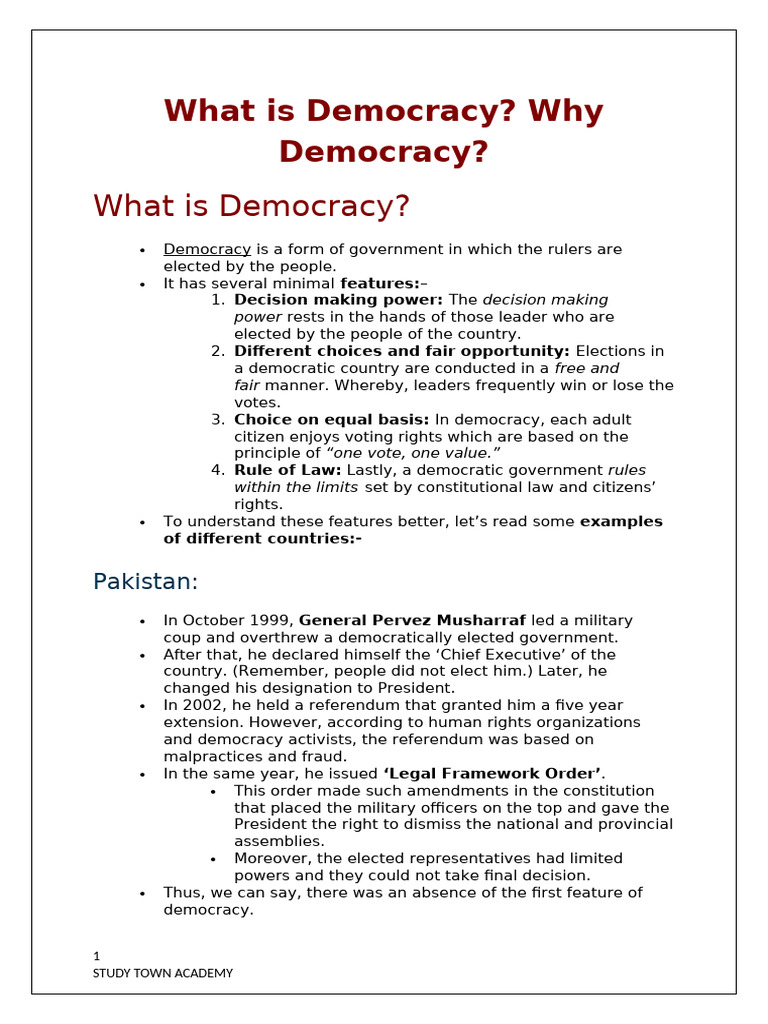 Class 9th SST Revision Notes | PDF | Elections | Government