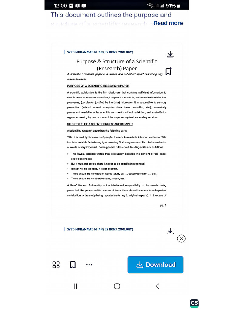 Structure of A Scientific Article | PDF