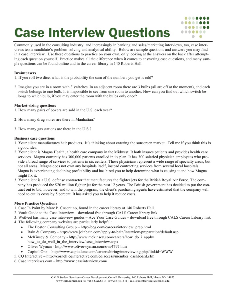 healthcare case study interview examples