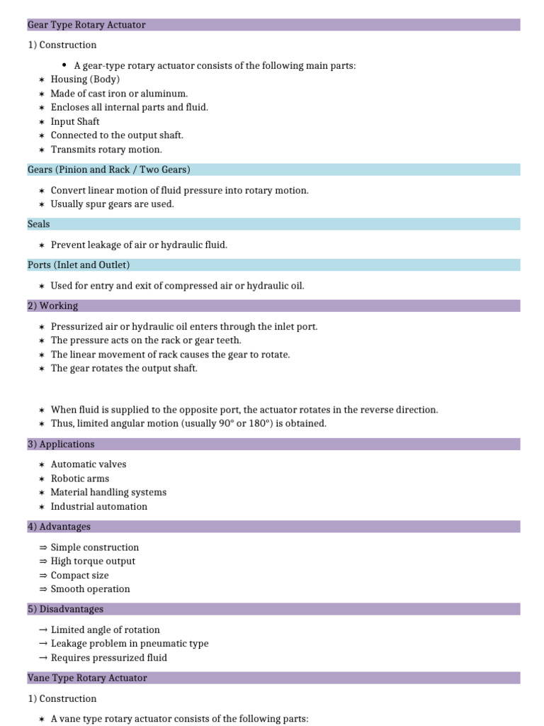 Gear Type Rotary Actuator Notes | PDF | Actuator | Gear