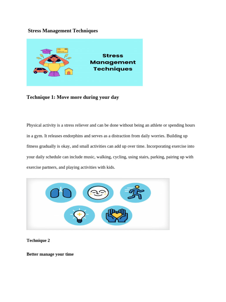 Stress Management Techniques | PDF | Relaxation (Psychology) | Mental ...