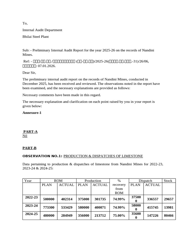 Internal Audit Reply | PDF