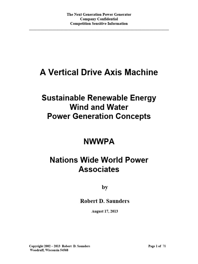 A Vertical Drive Axis Machine | PDF | Turbine | Wind Turbine