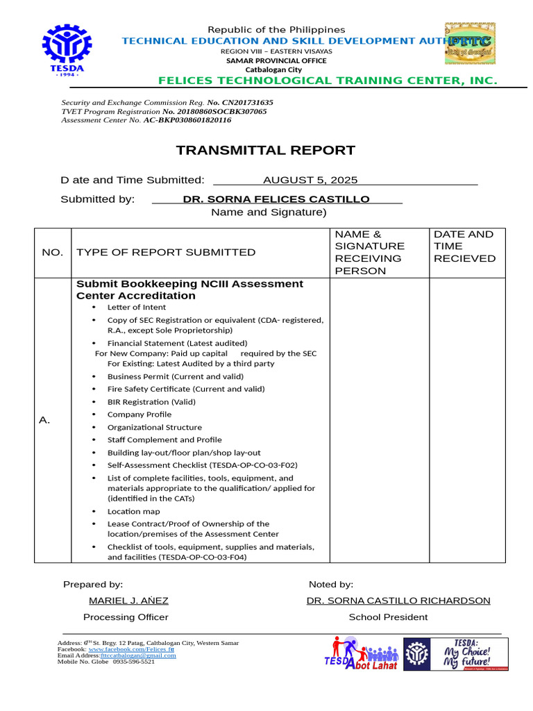 Transmittal Report w Letter of Intent Bkp | PDF