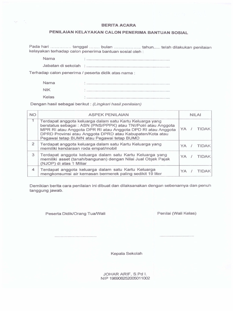Formulir KJP | PDF