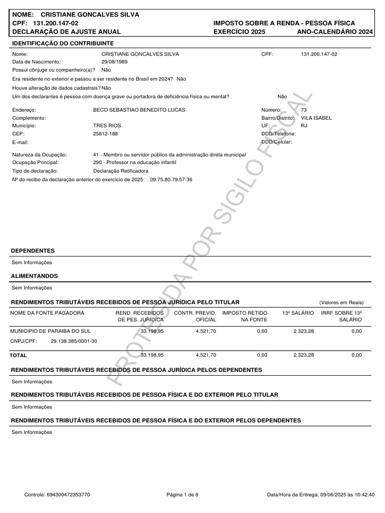 Irpf A 2025 2024 Dec | PDF | Imposto de Renda | Impostos