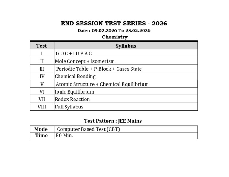 End Session Test Series - 2026 | PDF