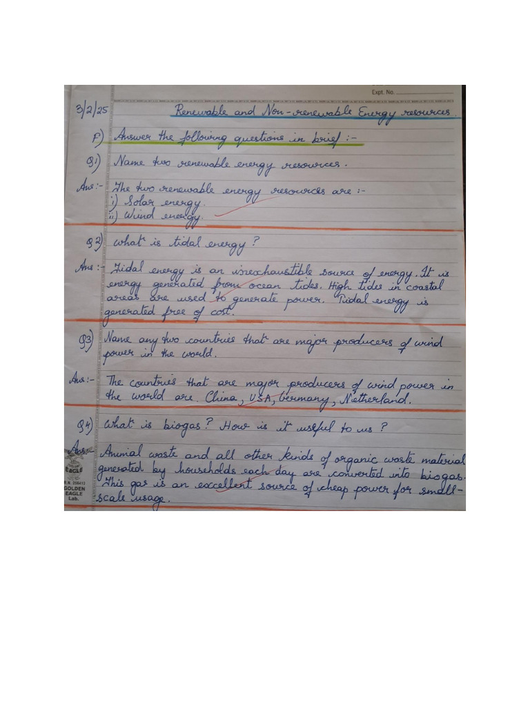 Renewable and Non Renewable Resources (Notes) | PDF