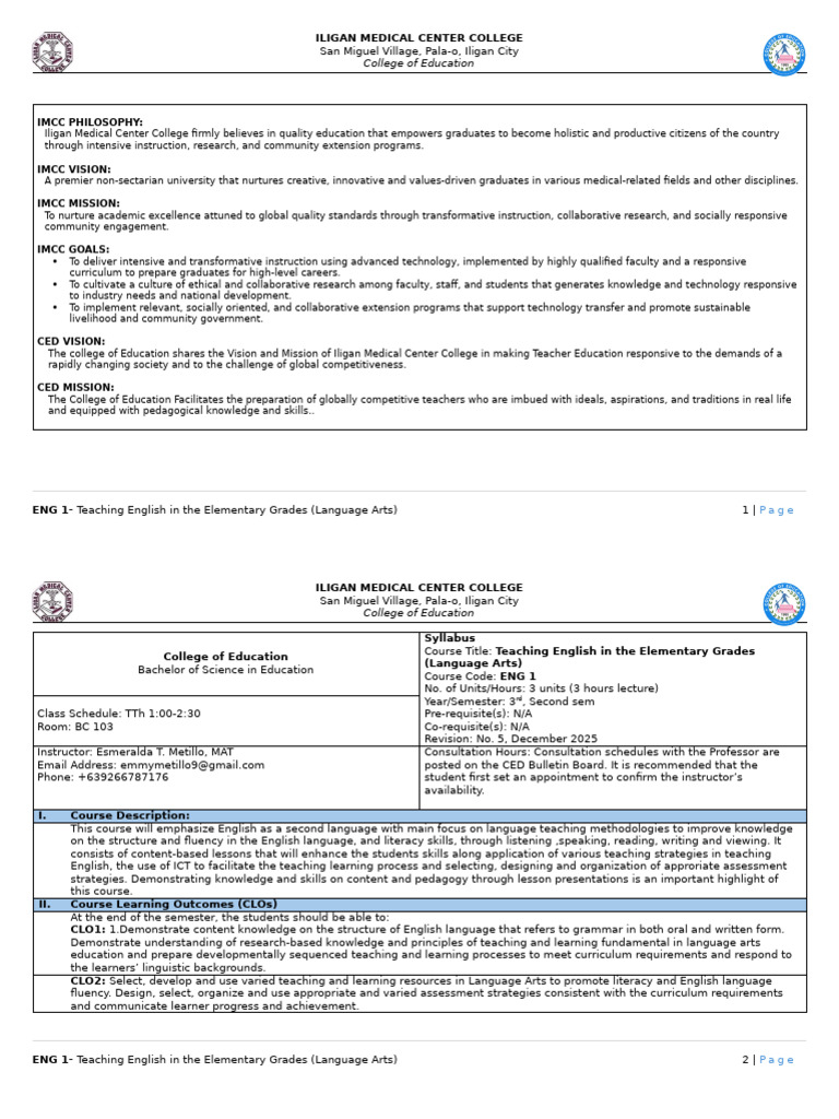 Teaching English in The Elementary Grades (Language Arts) | PDF ...