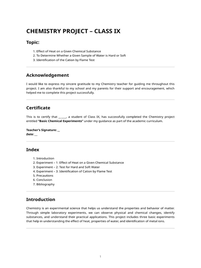 Class 9 Chemistry Project | PDF | Chemistry | Salt (Chemistry)